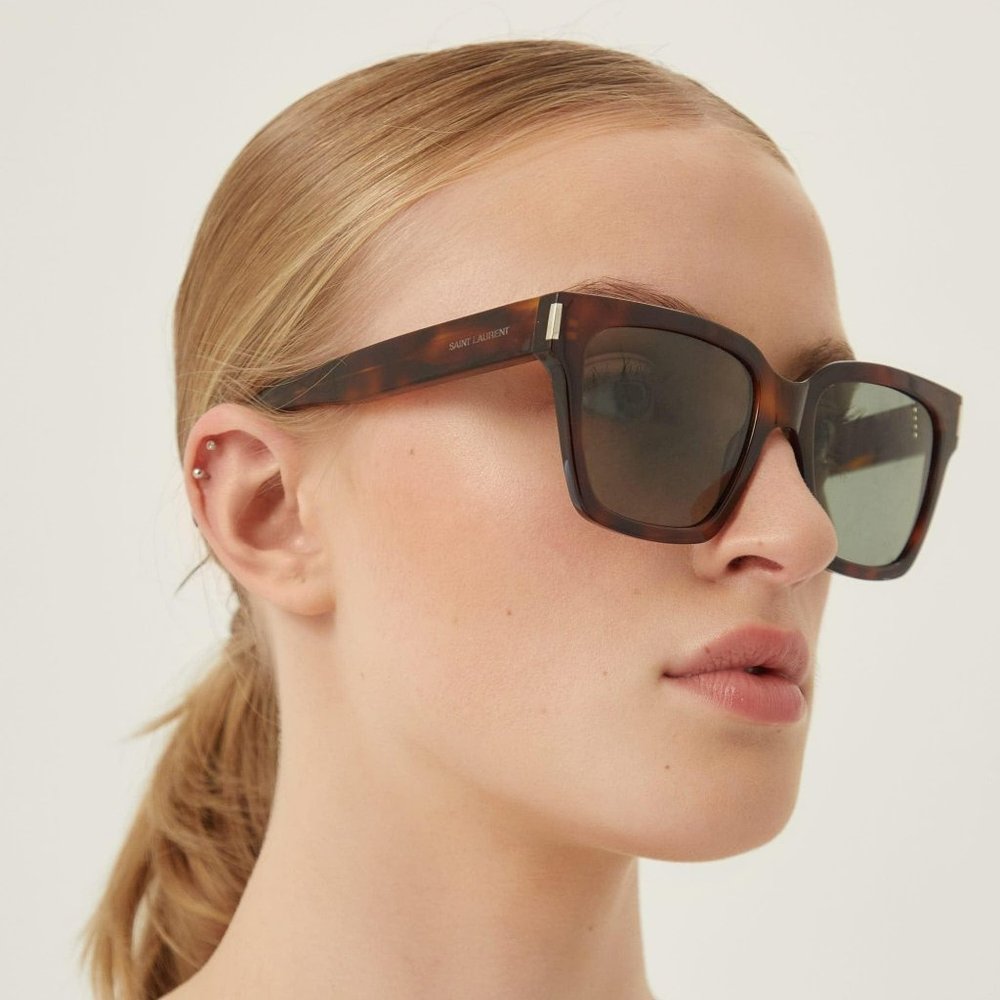 NEW Saint Laurent SL507 002 Havana Green Square Unisex Sunglasses - Picture 11 of 12